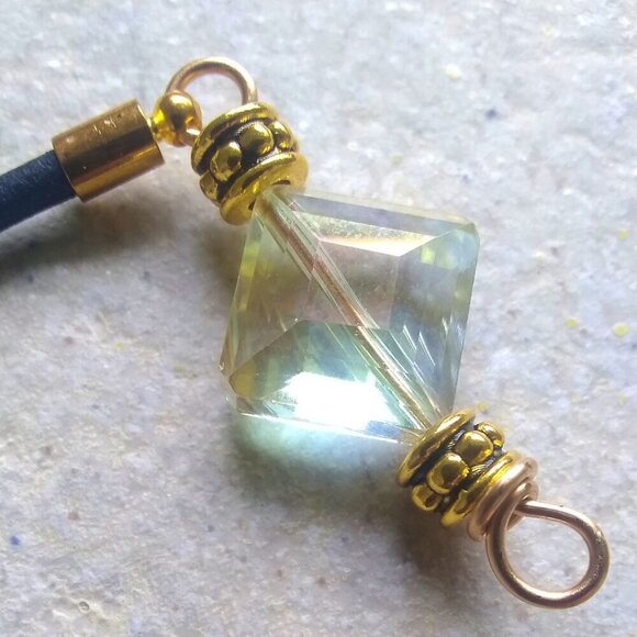 Minimalist Leather + Crystal Bracelet! 6.5" Wrist ~ Stylish Controversial Trendy - Picture 5 of 7